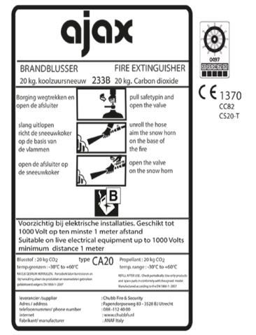 Etiket-Ajax CO2 koolzuursneeuwbluswagen