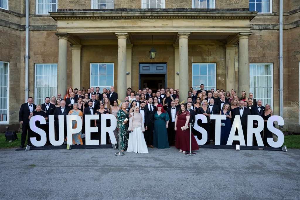 The Chubb Superstars for 2025 gather for a group photograph outside Rudding Park Hotel