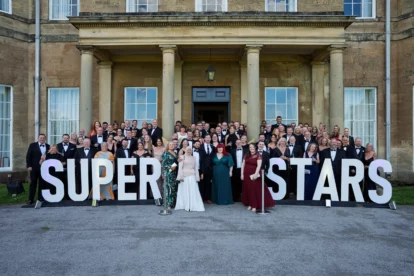 The Chubb Superstars for 2025 gather for a group photograph outside Rudding Park Hotel