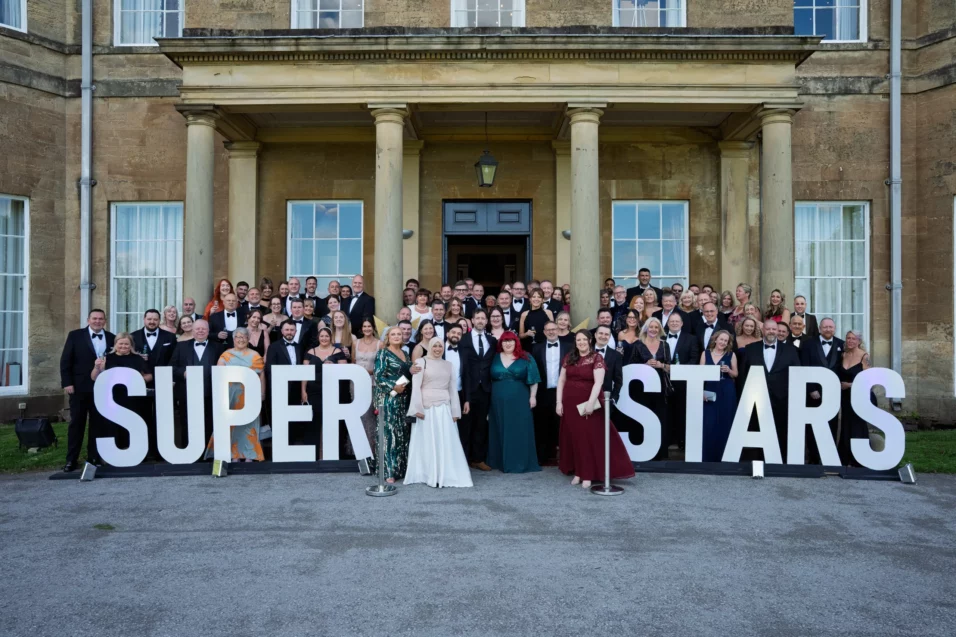 The Chubb Superstars for 2025 gather for a group photograph outside Rudding Park Hotel